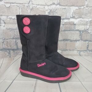 Sketchers Glamslam Button Beauties  Black Pink Size 1